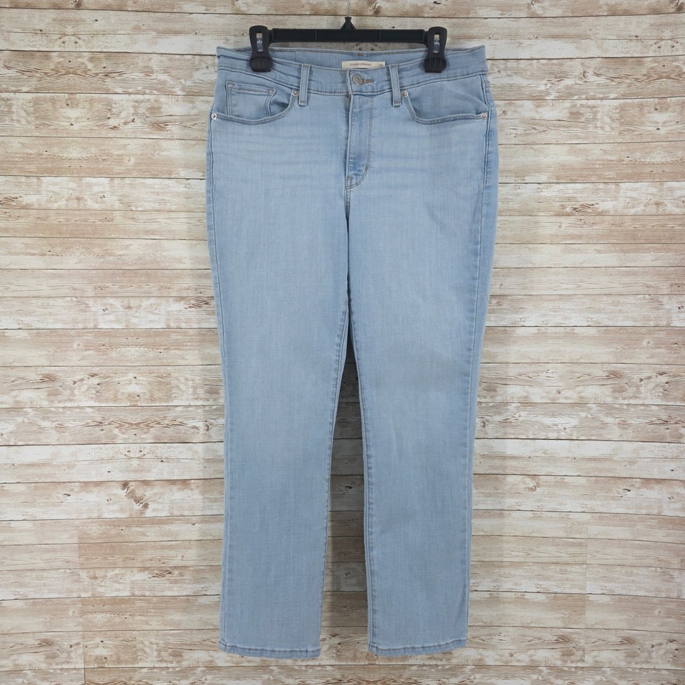 Levis Jeans Size 10 Short Classic Straight Mid Rise Light Wash Stretch Blue